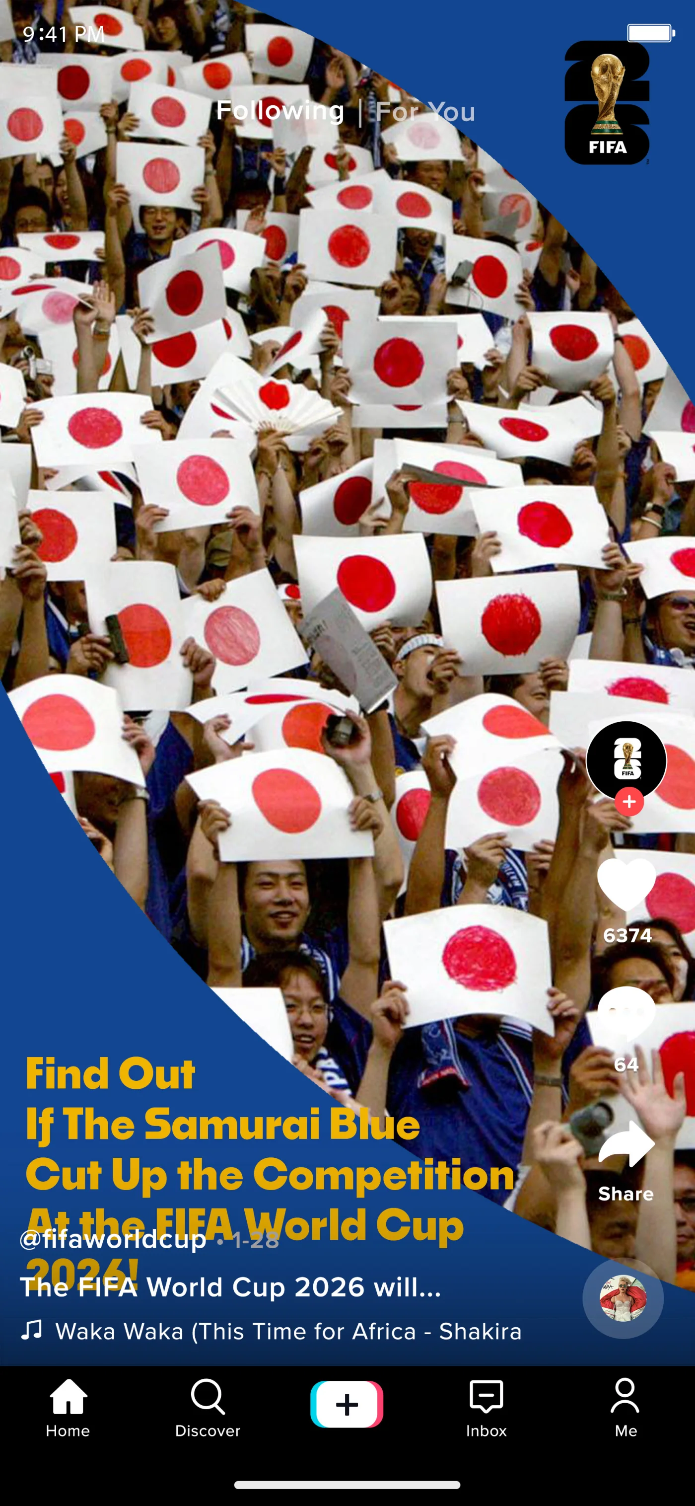 TikTok ad: a crowd waving Japanese flags, asking whether Samurai Blue will cut up the competition at the 2026 World Cup